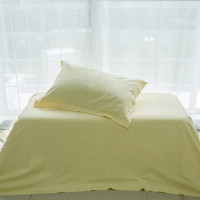 福花 福花家纺简约纯色1.2米床黄色磨毛三件套被套160*210