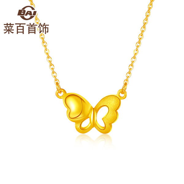 商品cbai菜百首饰9aan1597蝴蝶结足金项链