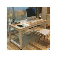环保耐磨简易款钢木电脑桌升级A 小户型易拆装装饰书架壁挂柜_胡桃色+白架,长100*宽50*高74cm