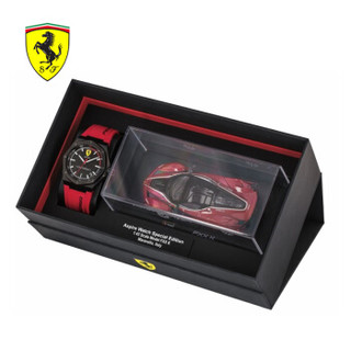 法拉利 Ferrari 搭配赛车模型手表男士运动时尚潮流欧美防水石英腕表套装 0870030