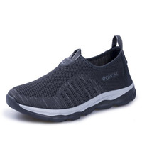 荣仕（RONGSHI）中老年套脚防滑软底舒适网面透气老人运动户外健步休闲爸爸妈妈鞋男女款 A3019 灰色/男款 43
