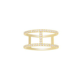 apm MONACO CROISETTE系列 A16876OXY 纯银镶晶钻金色工字戒指