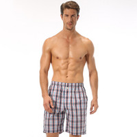 七匹狼男士沙滩裤 男纯棉短裤阿罗裤英伦风休闲中筒裤 蓝灰色 06498 L