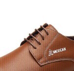 稻草人 MEXICAN 商务休闲皮鞋男士正装真二层牛英伦潮流百搭圆头系带保暖 棕色加绒 38