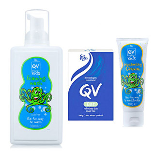 Ego 意高 QV系列 儿童抗敏感润肤霜 100g+沐浴泡沫 350ml+护肤皂 100g