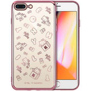 Hello Kitty 苹果7/8 Plus手机壳 iPhone7/8 Plus卡通保护套 电镀透明防摔壳 5.5英寸 字母凯蒂猫