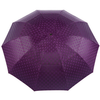 天堂伞 加大加固双层透气碰击黑胶三折晴雨伞31841E深紫色