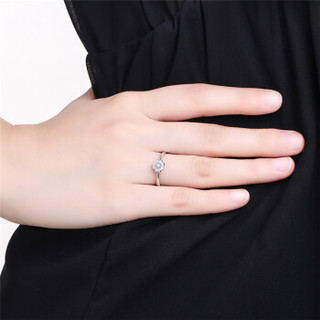 鸣钻国际 钻戒女 白18k金钻石戒指结婚求婚订婚女戒 定制情侣钻石对戒女款 星空 共约22分