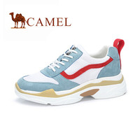 骆驼（CAMEL） 女鞋 复古休闲撞色运动鞋 A81525603 水蓝/白/红 36