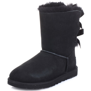  UGG australia BAILEY BOW 女士羊毛皮中筒雪地靴 黑色 38