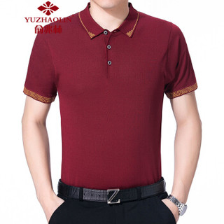 俞兆林（YUZHAOLIN）男士短袖POLO衫商务简约翻领衬衫针织短袖T恤QT5011-197红色3XL