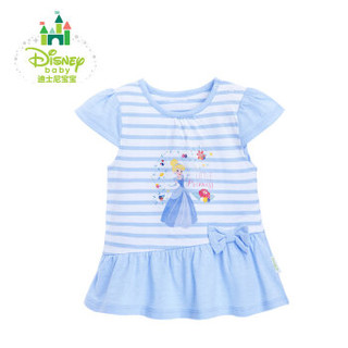迪士尼(Disney)童装夏季女童甜美短袖上衣婴儿T恤162S795 浅蓝 12个月/身高80cm