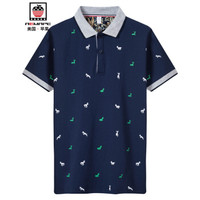 AEMAPE/苹果 短袖POLO衫男 2019夏季新品男上衣 青春时尚休闲条纹翻领POLO衫 18062AP1613 深蓝 3XL