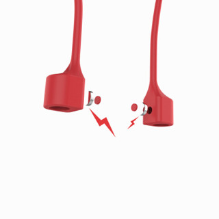 领臣 苹果新Airpods2无线蓝牙运动耳机防丢绳 出行防脱防丢落磁吸挂绳 磁吸吸附不滑落 红色