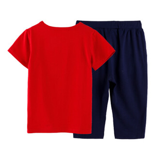 小红豆（XHDKiDS）男童短袖套装儿童夏季t恤短裤两件套个性印花运动时尚休闲套装NHZ238IB红色140
