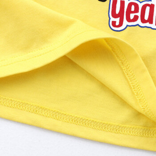 小红豆（XHDKiDS）男童短袖套装儿童夏季t恤短裤两件套个性印花运动时尚休闲套装BHZ250IB黄色120