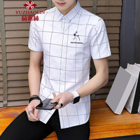 俞兆林（YUZHAOLIN）短袖衬衫 男士商务休闲简约格子短袖衬衣C212-357白色M