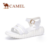 骆驼（CAMEL） 女士 摩登时尚厚底一字搭扣凉鞋 A82863656 白色 37