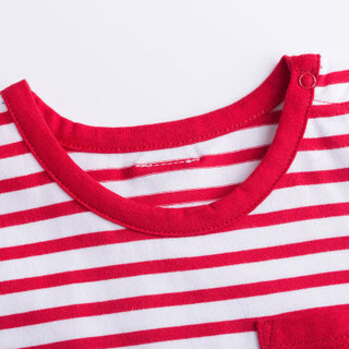 迪士尼(Disney)童装夏季宝宝肩开条纹上衣婴儿短袖T恤162S798 大红 4岁/身高110cm