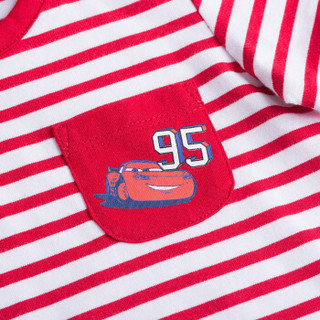 迪士尼(Disney)童装夏季宝宝肩开条纹上衣婴儿短袖T恤162S798 大红 3岁/身高100cm