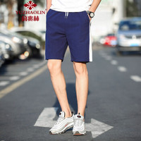俞兆林（YUZHAOLIN）休闲短裤 男士时尚简约纯色拼接五分短裤567深蓝色L