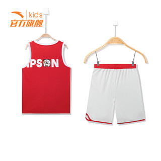 安踏（ANTA）男童装中大童篮球套装吸湿运动套装A35821202瓜瓤红140