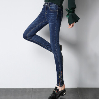 【joy of joy女士牛仔裤】joy of joy 京东女装2020春装女装刺绣小脚