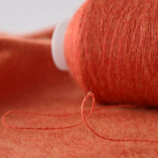 依尚 毛线 羊绒线 26/2中粗线 手编机织均可 婴儿宝宝毛线 围巾线M02 橘红花