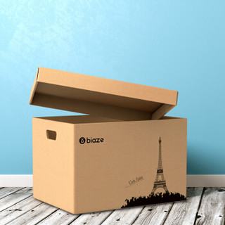 毕亚兹 搬家纸箱子有扣手天地盖收纳盒39*28*27(5个装)  贵重物品精品收纳箱 储物整理公司存储包装盒ZX-04