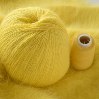 奥丝布莱特 羊绒线 长毛毛线 14/2中粗线 手编机织均可 婴儿宝宝毛线 围巾线J05 正黄色