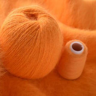 奥丝布莱特 羊绒线 长毛毛线 14/2中粗线 手编机织均可 婴儿宝宝毛线 围巾线J05 橘黄色