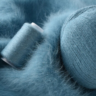 牧心 羊绒线 长毛毛线 14/2中粗线 手编机织均可 婴儿宝宝毛线 围巾线Z06 灰蓝色