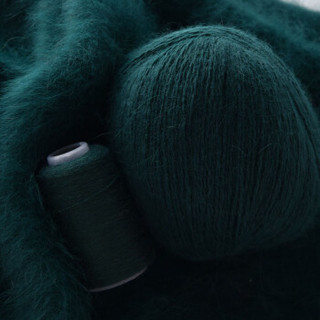 牧心 羊绒线 长毛毛线 14/2中粗线 手编机织均可 婴儿宝宝毛线 围巾线Z06 墨水绿
