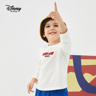 迪士尼 Disney 童装男童宝宝衣服针织长袖T恤儿童卡通上衣打底衫2020春秋 DB011AE01 本白 110