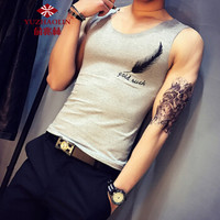 俞兆林（YUZHAOLIN）背心 男士时尚休闲无袖印花圆领打底背心B353-B01灰色XL