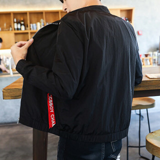 AEMAPE/美国苹果 夹克男士薄款青年外套立领夹克衫棒球服潮流时尚男装 PJ78 黑色 2XL