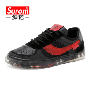 绅诺（SUROM）韩版时尚学生潮流网面休闲鞋 SN-B01 黑色 44