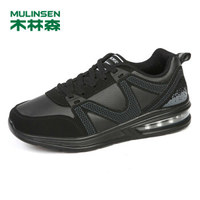 木林森（MULINSEN）潮流时尚超纤轻质气垫运动休闲男鞋 黑色 44码 SL87602