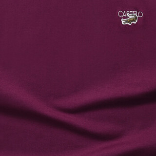 卡帝乐鳄鱼 (CARTELO) 长袖T恤男士卫衣修身潮流V领打底衫弹力男装  16057KE9502 紫色 2XL