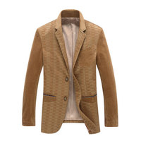 北极绒(Bejirong)男士休闲西服商务外套修身型压花小西装男 MDX15-386 棕黄 180/XL