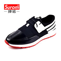 绅诺（SUROM）休闲男士系带舒适休闲鞋 SN-1224 黑色 41