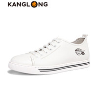 康龙（KANGLONG）时尚潮流透气韩版男士休闲系带学生休闲鞋 283112180 白色 39