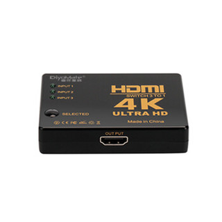 迪优美特 高清HDMI切换器3进1出 三进一出hdmi视频分配器 电脑盒子接电视带遥控音频支持3D 4KOTN-9