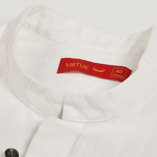 Virtue富绅精纺苎麻亚麻衬衫休闲立领舒适男长袖衬衫YCM703230181米白色 42