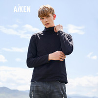 Aiken爱肯森马旗下品牌2018秋季男装长袖T恤AK318011201黑色S