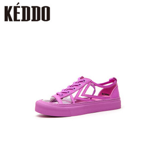 keddo童话水晶透明鞋时尚百搭休闲鞋平底系带鞋优雅女鞋CN088KD102/02KD 紫色 36