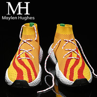 麦伦休斯 Maylen Hughes 韩版休闲鞋男 时尚个性飞织套脚 黄色 40