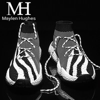 麦伦休斯 Maylen Hughes 韩版休闲鞋男 时尚个性飞织套脚 黑色 43