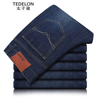 太子龙(TEDELON) 牛仔裤男  直筒修身商务百搭休闲舒适柔软牛仔长裤 TM020 T82441 蓝色 31