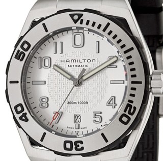 HAMILTON 汉米尔顿 卡其海军系列 H78615355 男士机械手表 42mm 白盘 黑色橡胶带 圆形